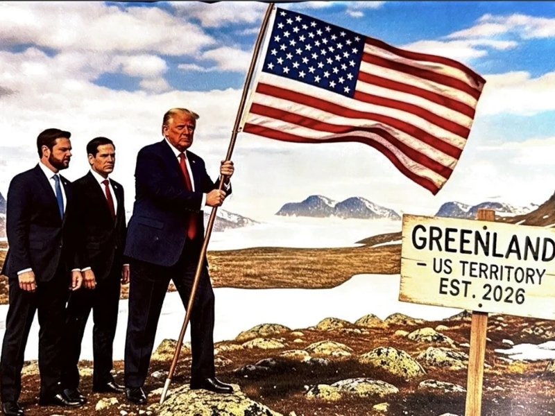 Trump publicó una imagen suya poniendo la bandera de Estados Unidos en Groenlandia Trump publicó una imagen suya poniendo la bandera de Estados Unidos en Groenlandia