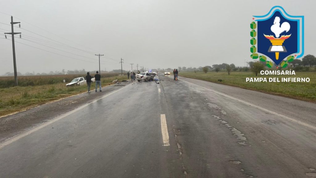 Pampa del Infierno: dos fallecidos y un herido tras un grave choque en ruta 16