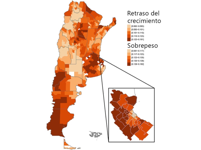 Mapa del sobrepeso y el retraso del crecimiento en la Argentina: el norte, una de las regiones más afectadas Mapa del sobrepeso y el retraso del crecimiento en la Argentina: el norte, una de las regiones más afectadas