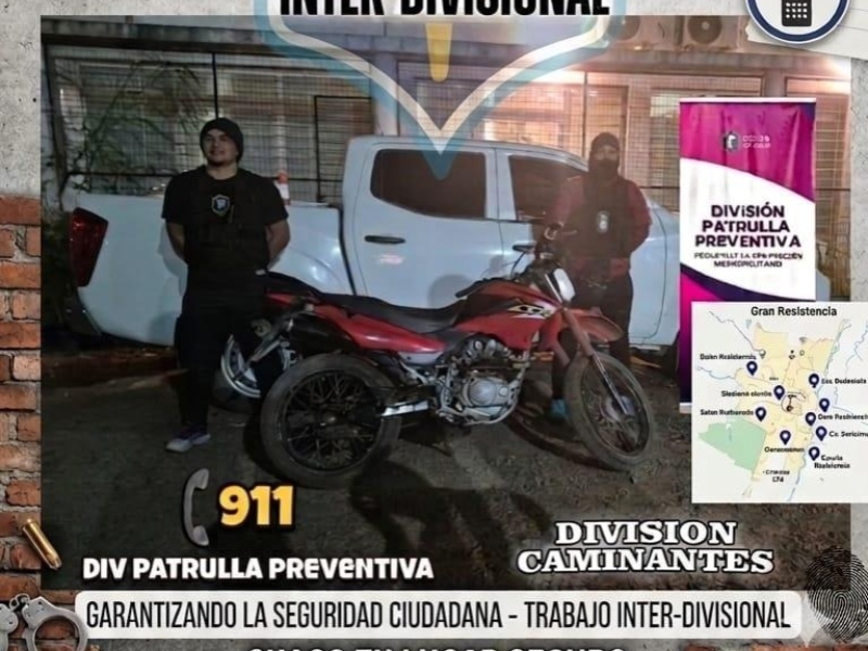 En patrullaje nocturno, dan con moto robada recientemente En patrullaje nocturno, dan con moto robada recientemente