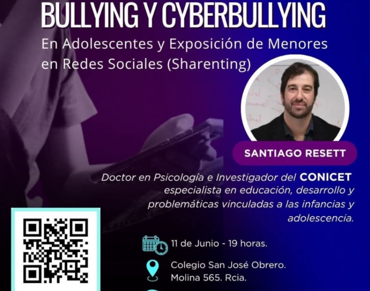 El investigador del CONICET, Santiago Resett, capacitará sobre bullying, cyberbullying y sharenting en jornadas abiertas al público El investigador del CONICET, Santiago Resett, capacitará sobre bullying, cyberbullying y sharenting en jornadas abiertas al público