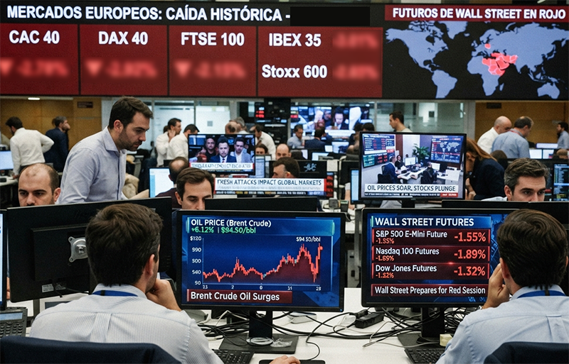 El petróleo se dispara y las bolsas se desploman ante nuevos ataques en Medio Oriente El petróleo se dispara y las bolsas se desploman ante nuevos ataques en Medio Oriente