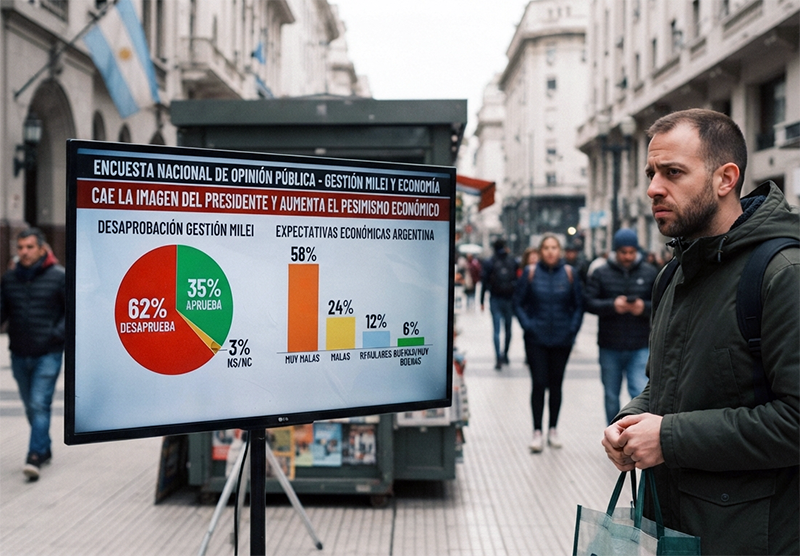 Alto nivel de desaprobación a Milei y malas expectativas sobre la marcha de la economía Alto nivel de desaprobación a Milei y malas expectativas sobre la marcha de la economía