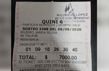 Quini 6: jubilada de Resistencia se alzó con un premio multimillonario Quini 6: jubilada de Resistencia se alzó con un premio multimillonario
