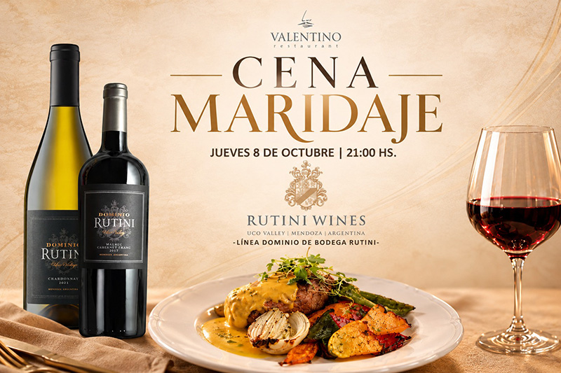Vinos, gastronomía y un recorrido por Rutini: Valentino prepara una nueva cena maridaje Vinos, gastronomía y un recorrido por Rutini: Valentino prepara una nueva cena maridaje