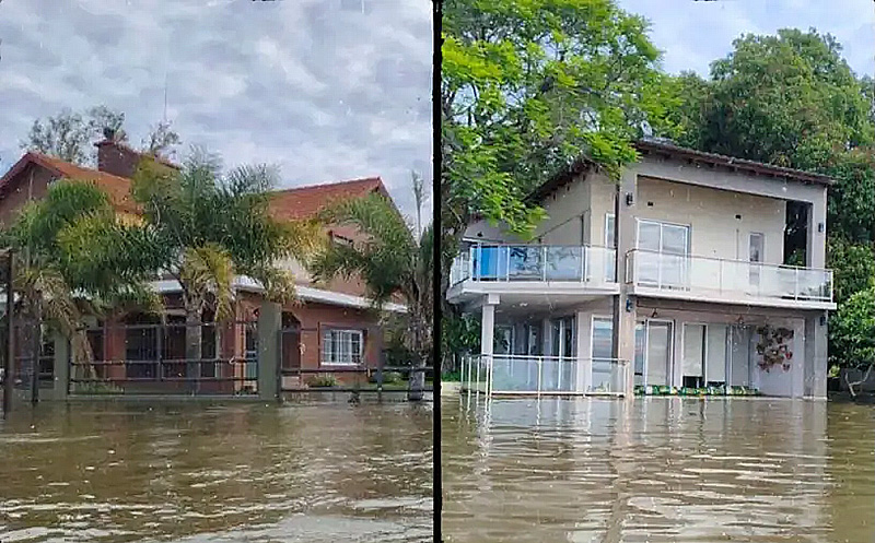 En Paso de la Patria cedió una defensa y el agua avanza sobre varios barrios En Paso de la Patria cedió una defensa y el agua avanza sobre varios barrios