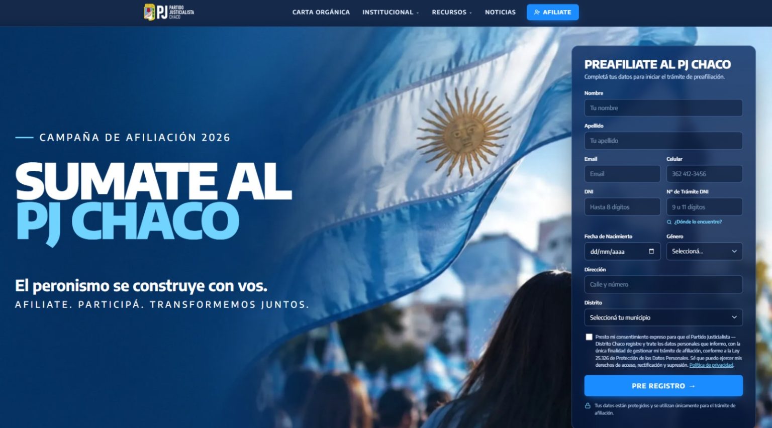 El PJ Chaco renovó su sitio web y habilitó la preafiliación digital El PJ Chaco renovó su sitio web y habilitó la preafiliación digital