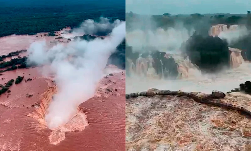 Cerraron los circuitos de las Cataratas del Iguazú por la impactante crecida del río Cerraron los circuitos de las Cataratas del Iguazú por la impactante crecida del río